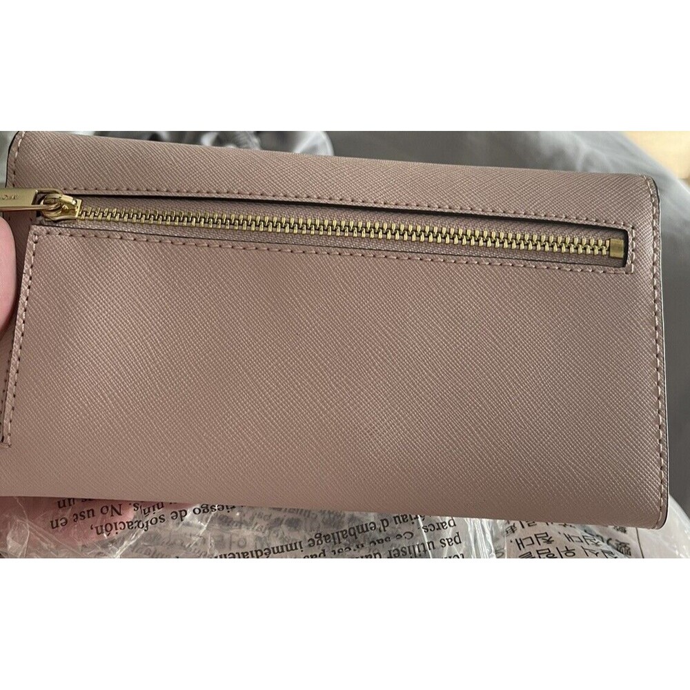 2 Pcs -Michael Kors Nicole In Powder Blush AND Jet Set Trifold Wallet In Blossom - Picture 8 of 8